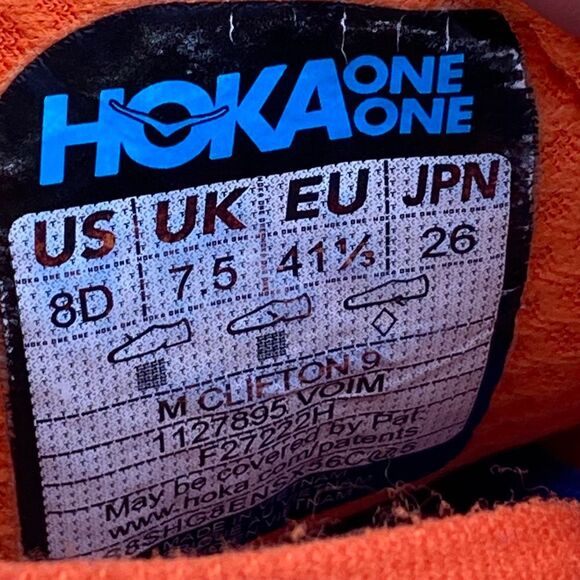 HOKA ONE ONE CLIFTON 9 - Men’s Running Shoes - SIZE 8D - Picture 10 of 10